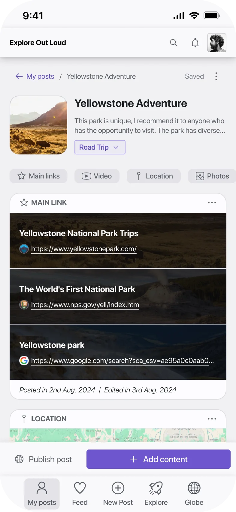 Exploring Out Loud app screen